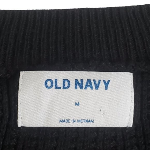 Old Navy Black And White Textured Crewneck Sweater sz M - Picture 10 of 13